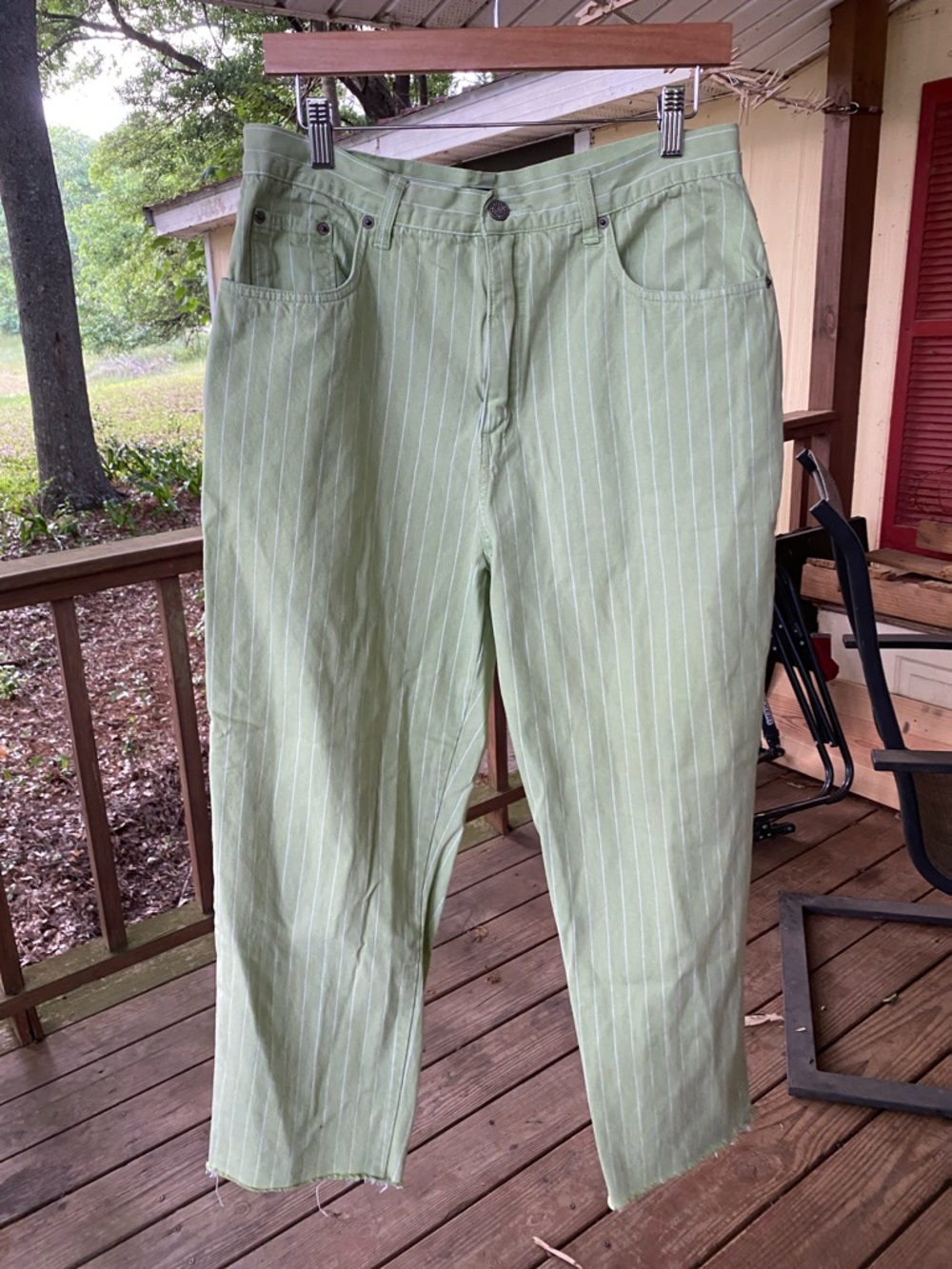 Vintage Bill Blass Light Green Pinstripe Cotton Pants